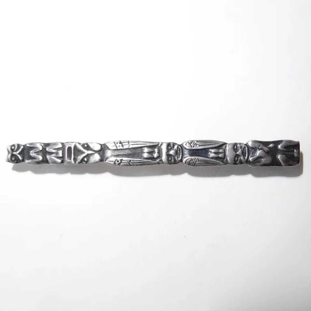 Sterling Silver Totem Pole Bar Pin - image 6