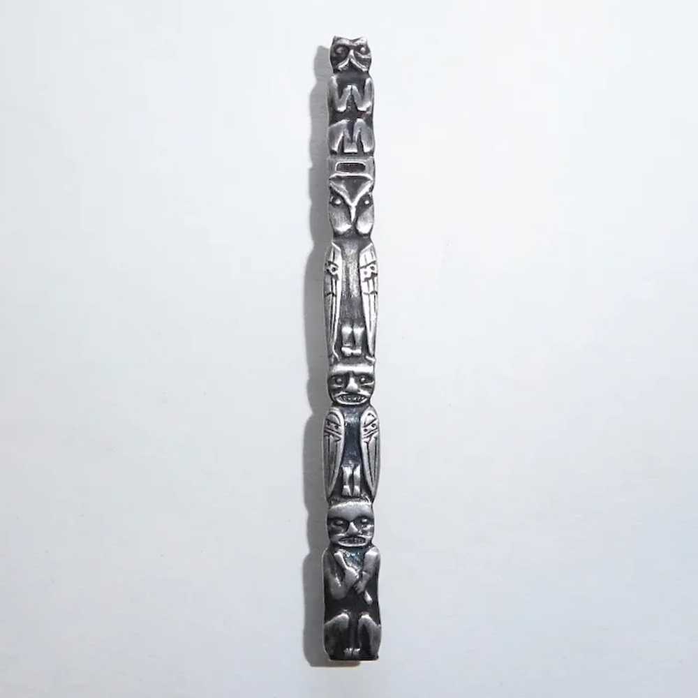 Sterling Silver Totem Pole Bar Pin - image 7