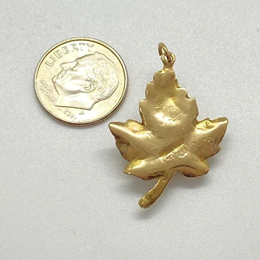 Frog on Leaf Vintage Charm 14K Gold Three-Dimensi… - image 3