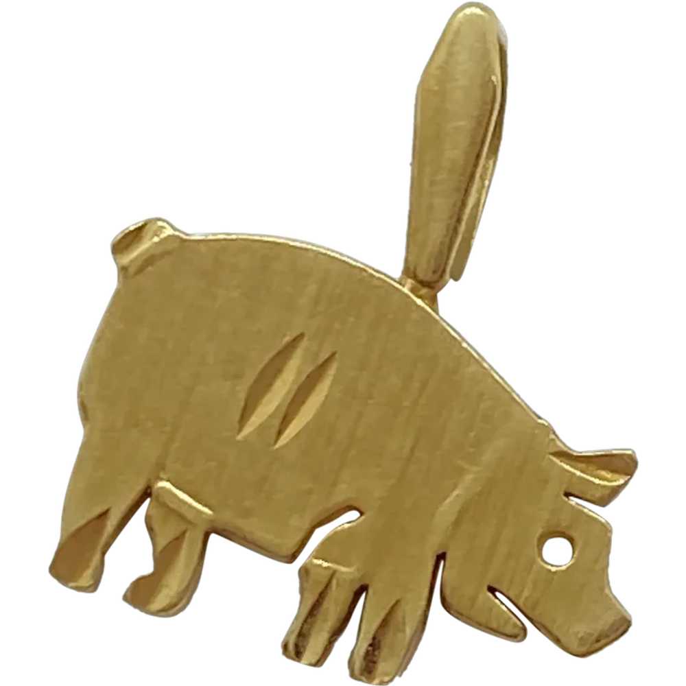 Lucky PIG Vintage Charm 14K Gold Michael Anthony - image 1