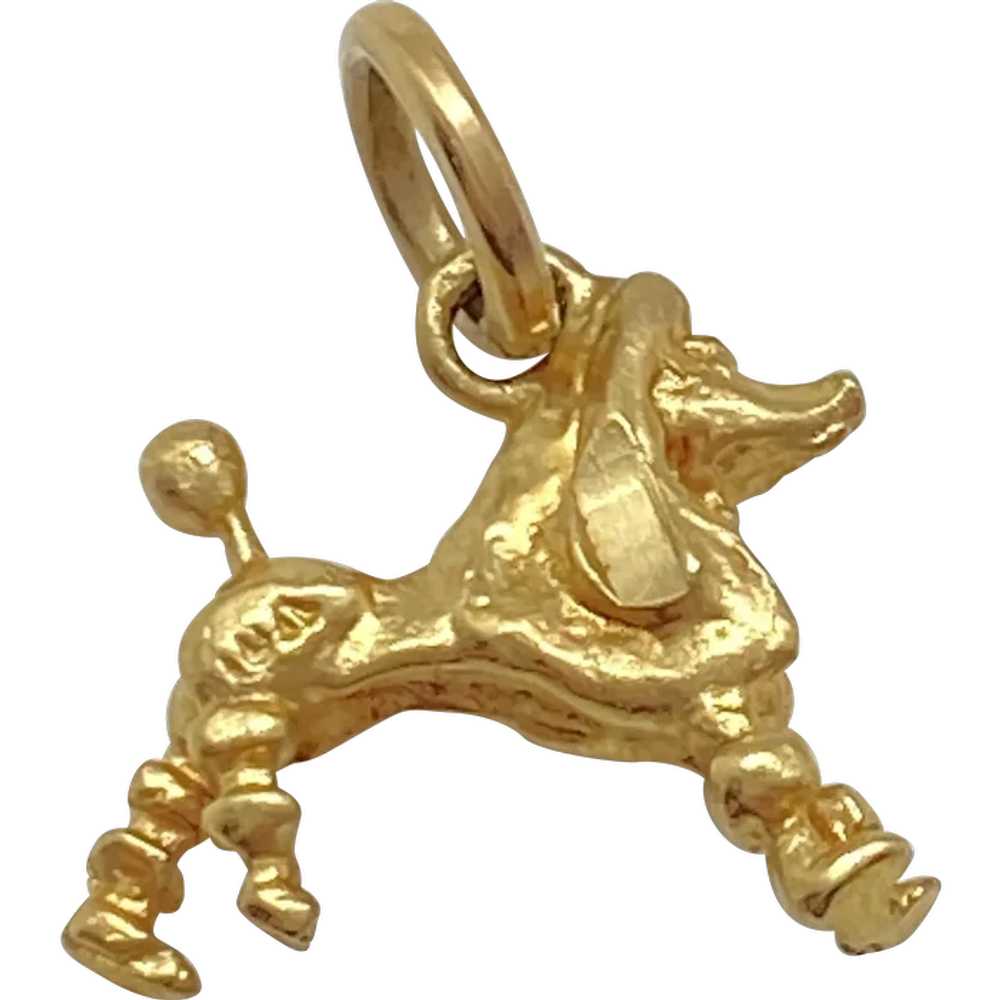 Poodle Dog Vintage Charm French Cut 14/10K Gold T… - image 1