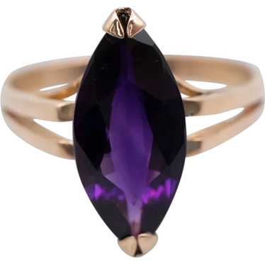 Vintage Marquise Cut Amethyst Solitaire Ring