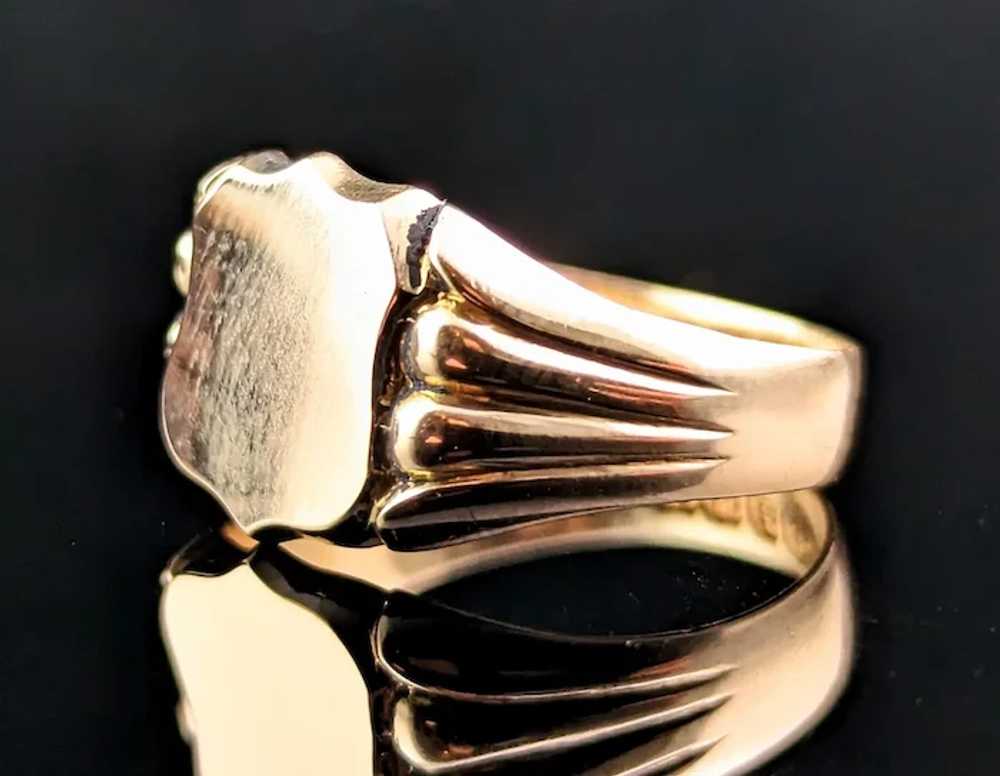 Antique 18kt Gold signet ring, pinky ring, Victor… - image 5