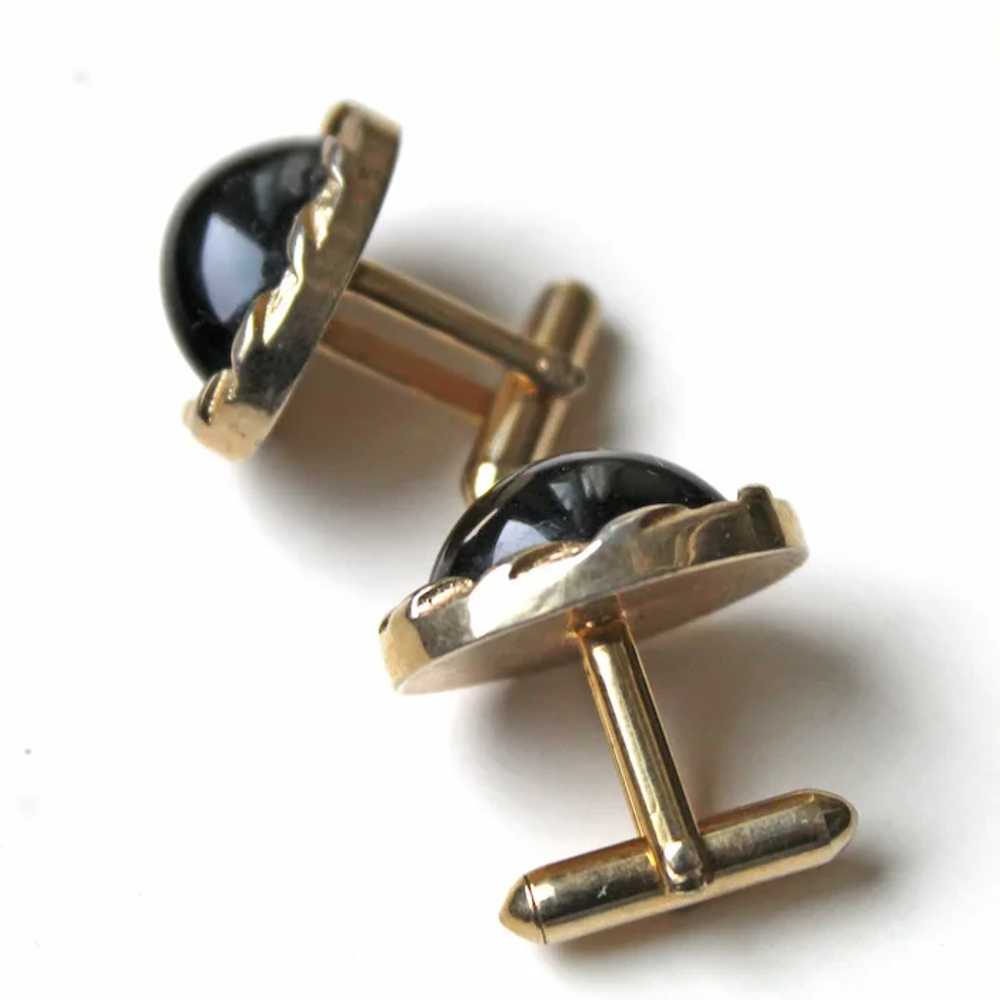 Swank Cufflinks Onyx and Karatclad Gold Plate 194… - image 3