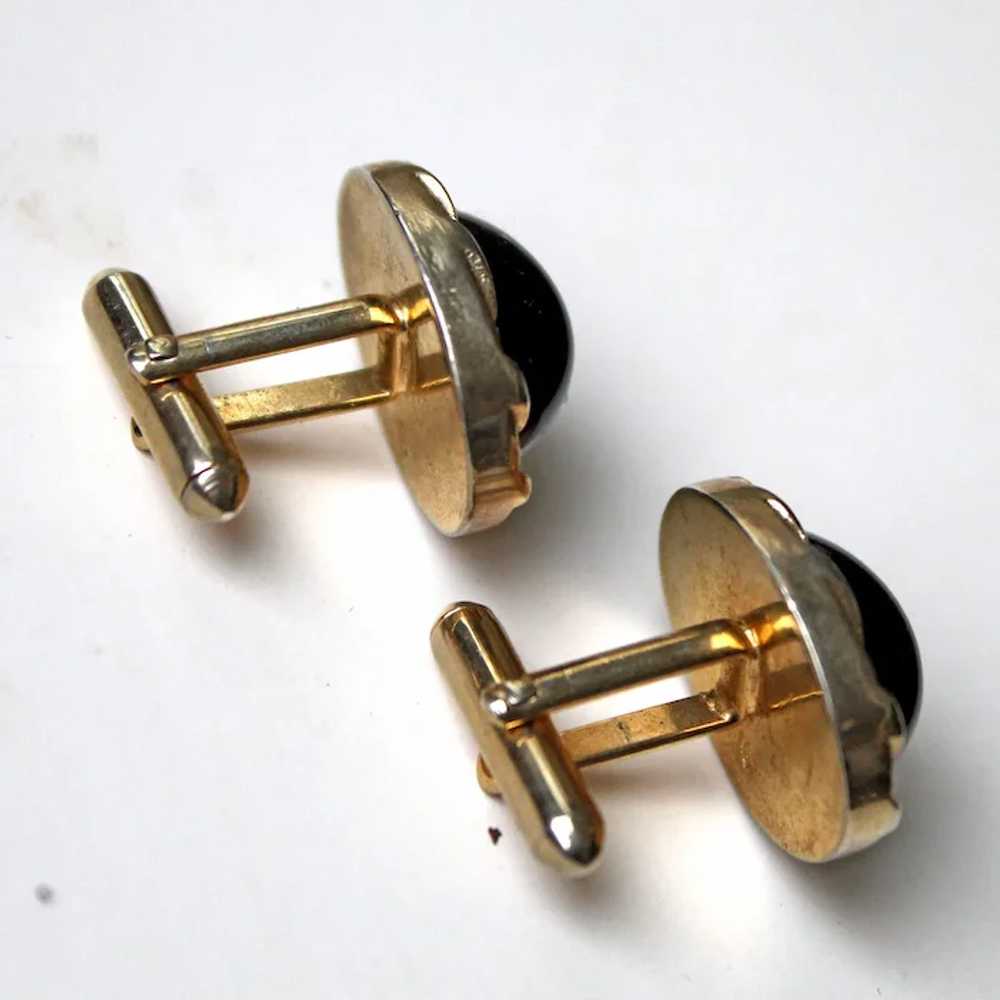 Swank Cufflinks Onyx and Karatclad Gold Plate 194… - image 4