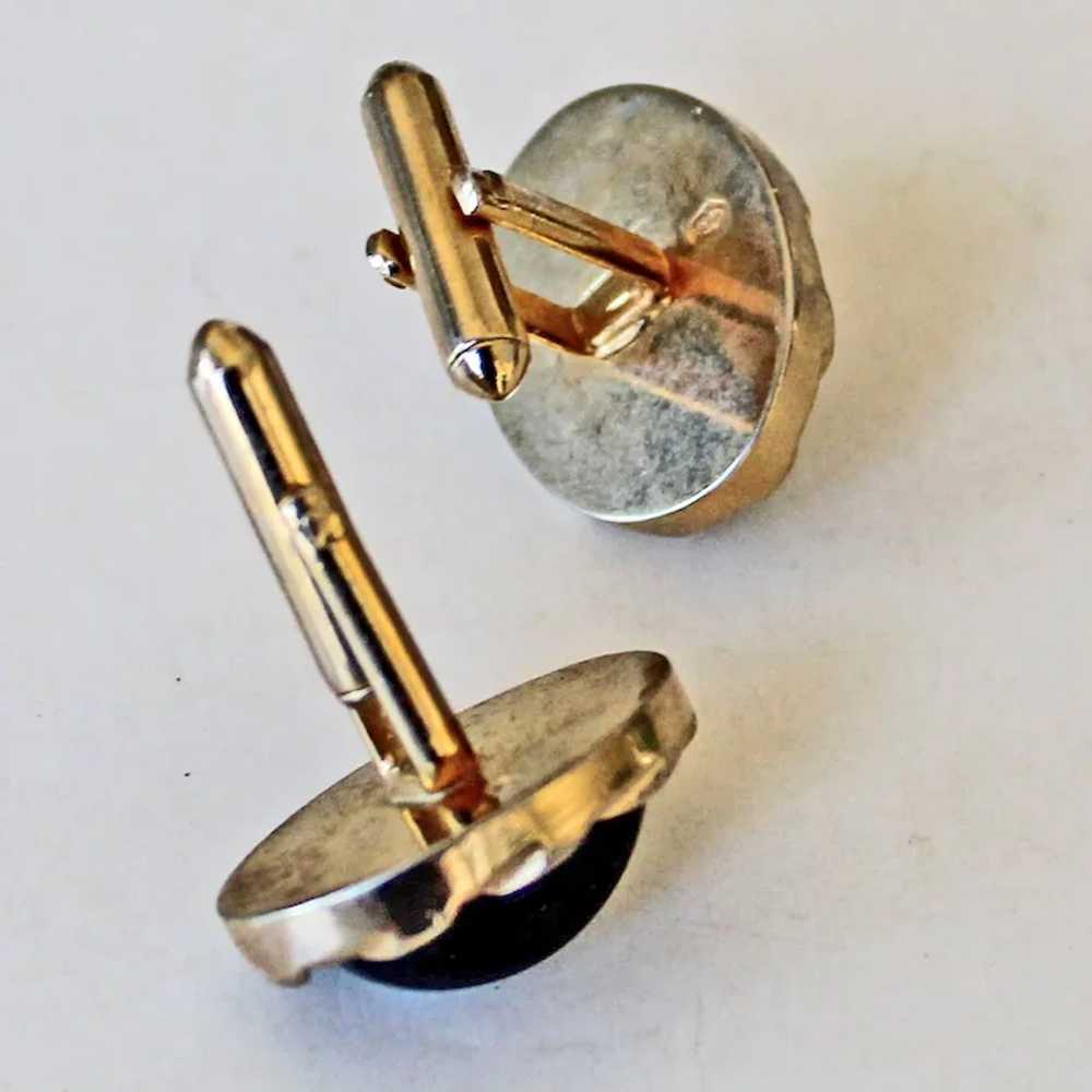 Swank Cufflinks Onyx and Karatclad Gold Plate 194… - image 5