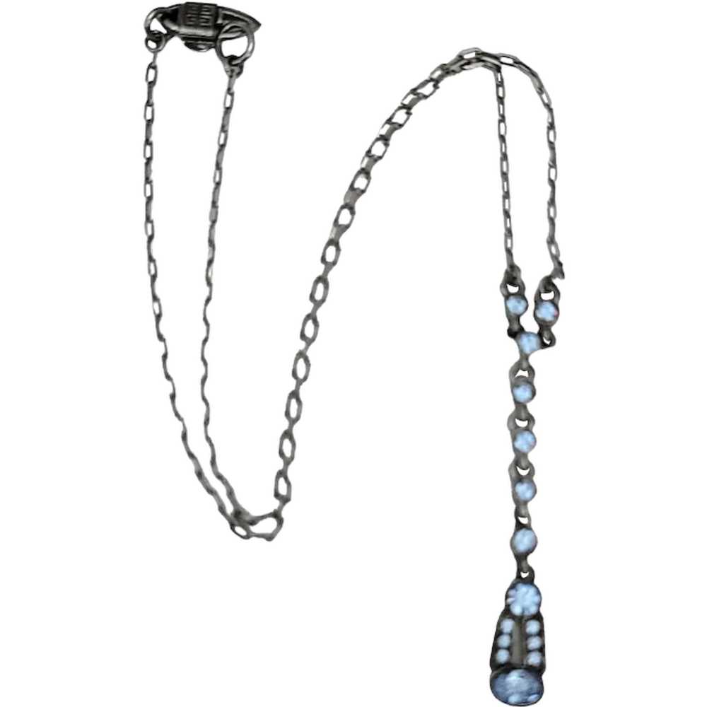 Givenchy Dark Silver Tone Blue Rhinestone Pendant… - image 1