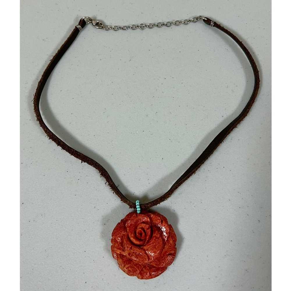 Jewelry × Streetwear × Vintage Brown Suede Rose C… - image 1