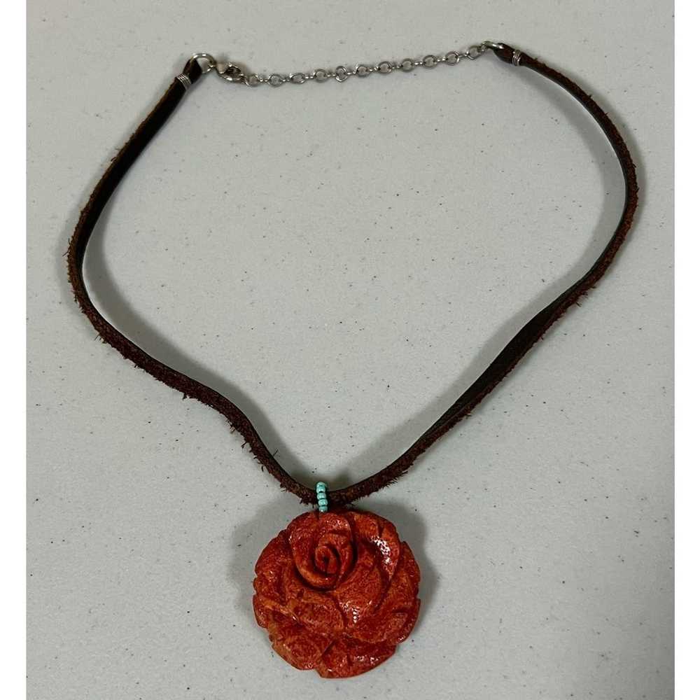 Jewelry × Streetwear × Vintage Brown Suede Rose C… - image 2