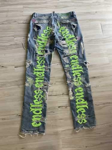 Endless Distressed Embroidered Jeans