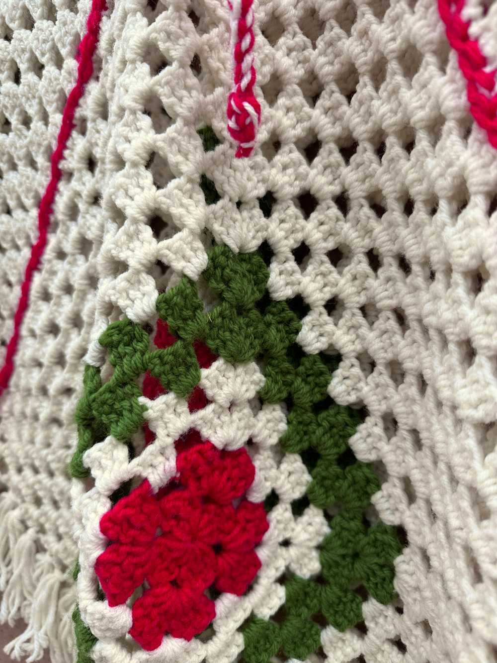 X-Mas Colored Crochet Poncho with Fringe - image 2