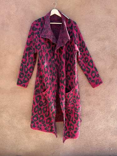 Red Leopard Long Sweater Jacket