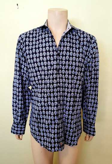 Thomas Dean men s shirt XL navy paisley button fro