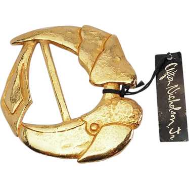 Vintage gold tone metal abstract toucan bird belt… - image 1