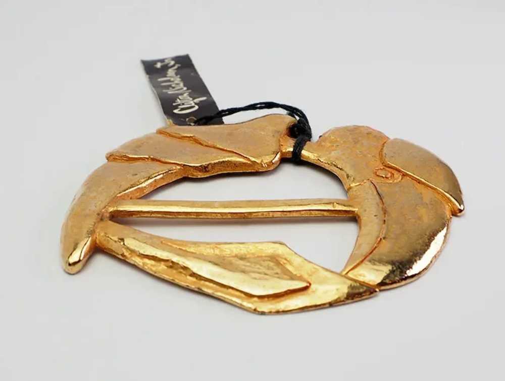 Vintage gold tone metal abstract toucan bird belt… - image 2