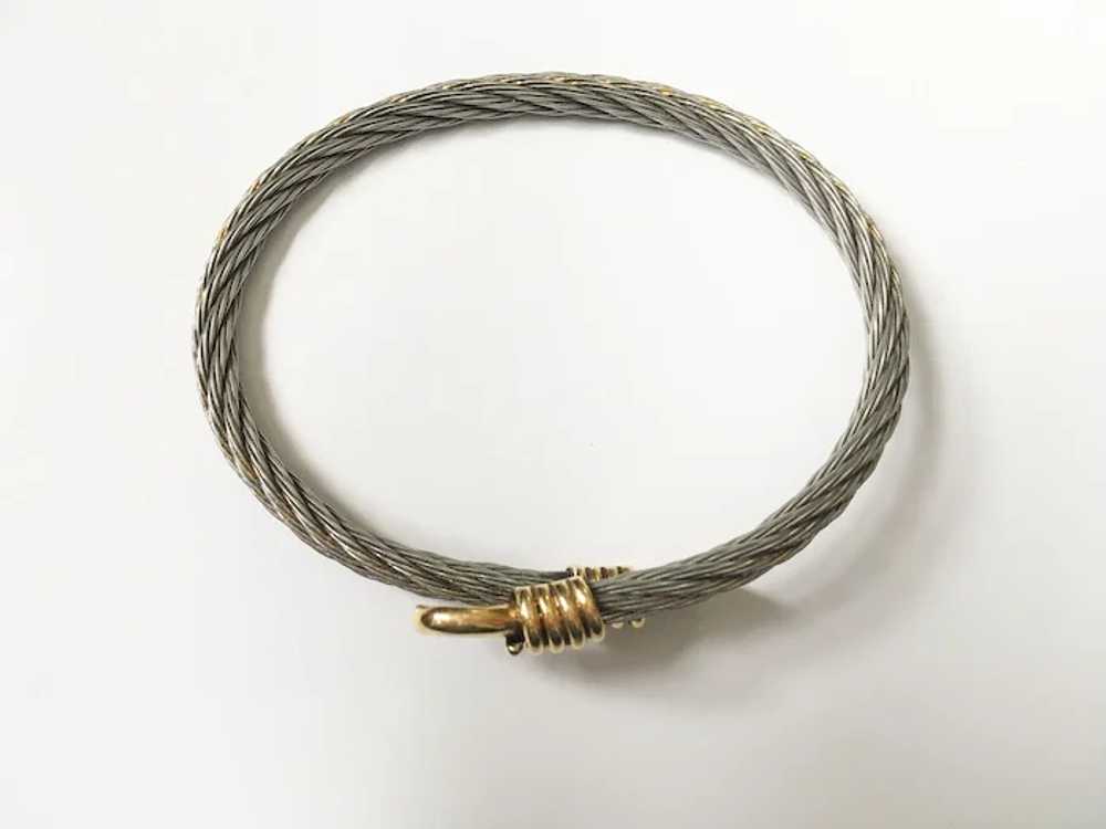 A Fred Paris Stainless Steel and 18K Gold Cable B… - image 3