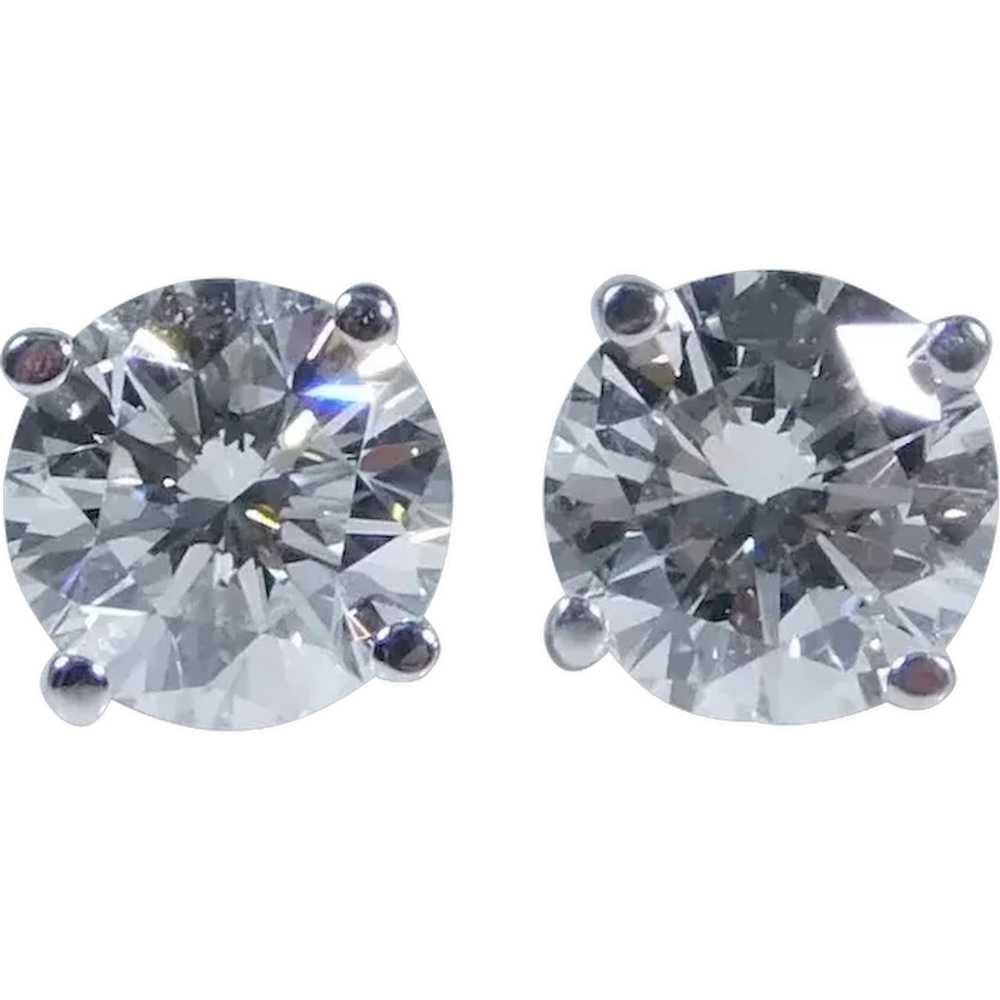 Stunning .98ctw Diamond Solitaire Stud Earrings 1… - image 1
