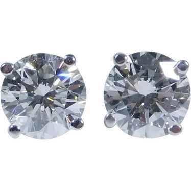 Stunning .98ctw Diamond Solitaire Stud Earrings 1… - image 1