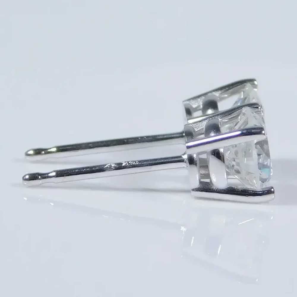 Stunning .98ctw Diamond Solitaire Stud Earrings 1… - image 3