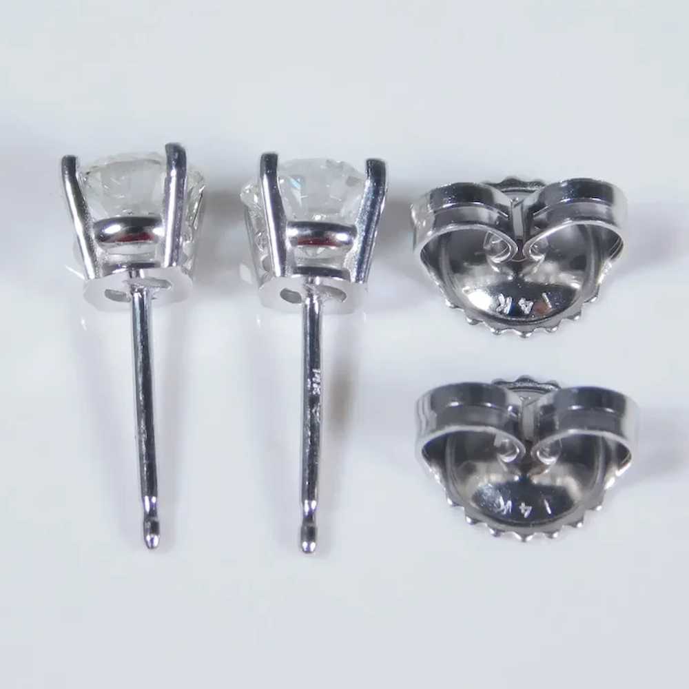 Stunning .98ctw Diamond Solitaire Stud Earrings 1… - image 4