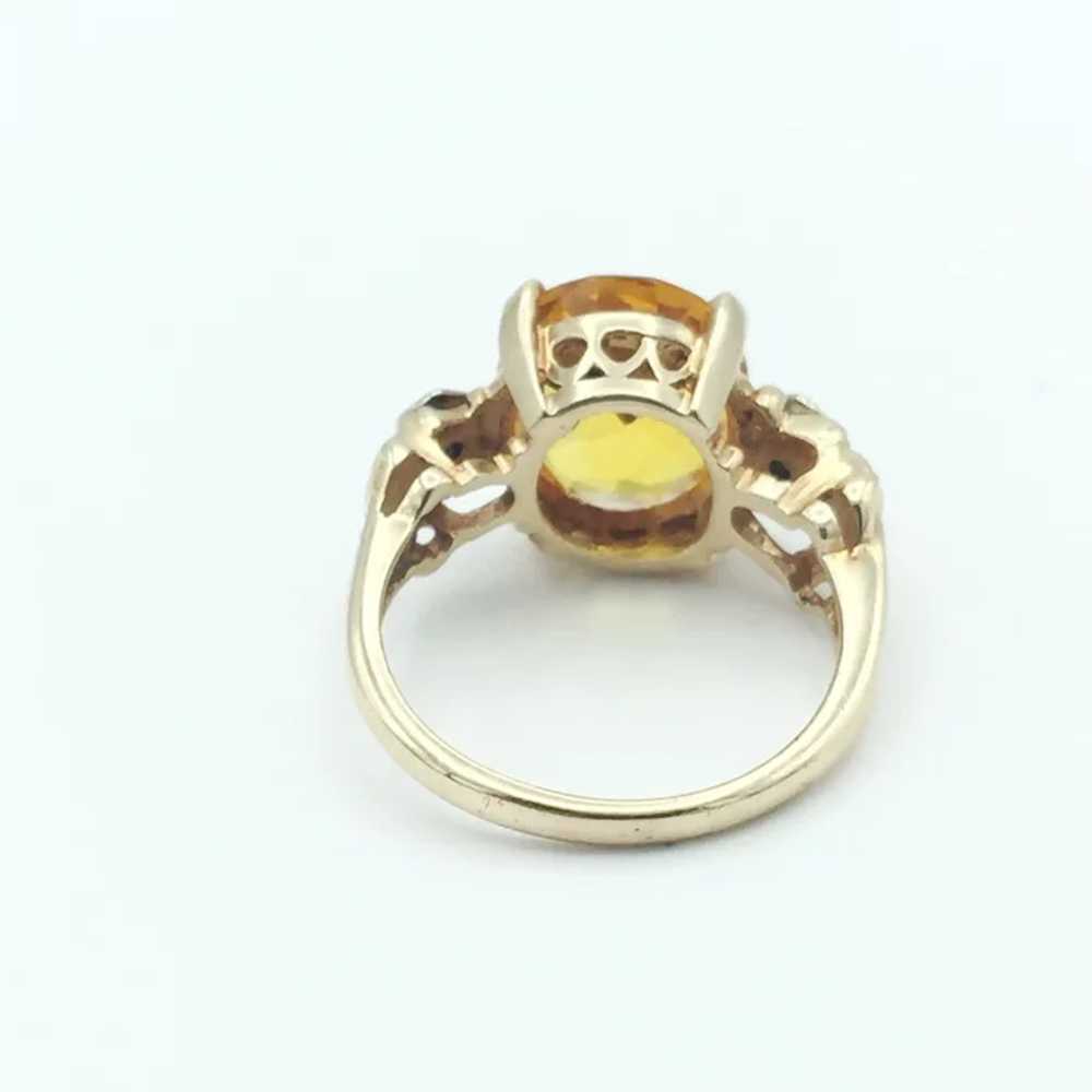 14K Lab Citrine and Diamond Ring - image 5