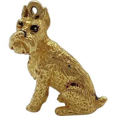 Schnauzer Dog Vintage Charm 14K Gold Three-Dimens… - image 1