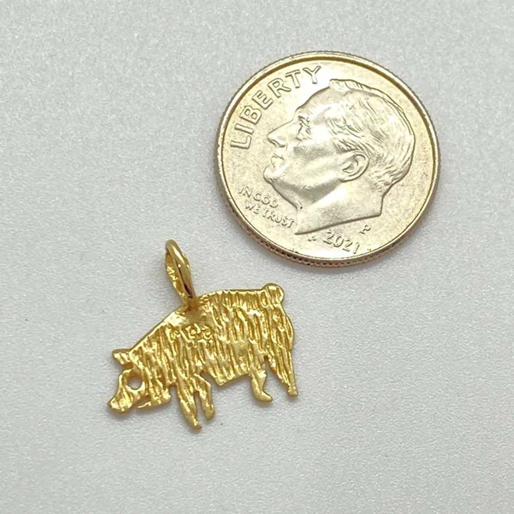 Lucky Pig Vintage Charm Pendant 14K Gold - image 2