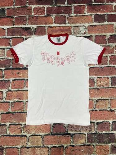 Band Tees BTS K-Pop Band T Shirt White Red Ringer