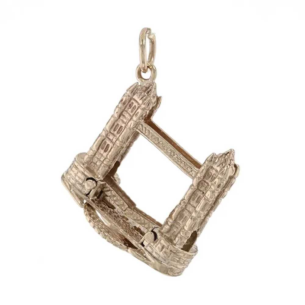 Yellow Gold Tower Bridge Charm - 9k London Pendan… - image 2