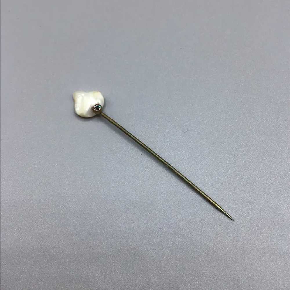 Antique Victorian Stick Pin Faux Pearl Paste Ston… - image 3