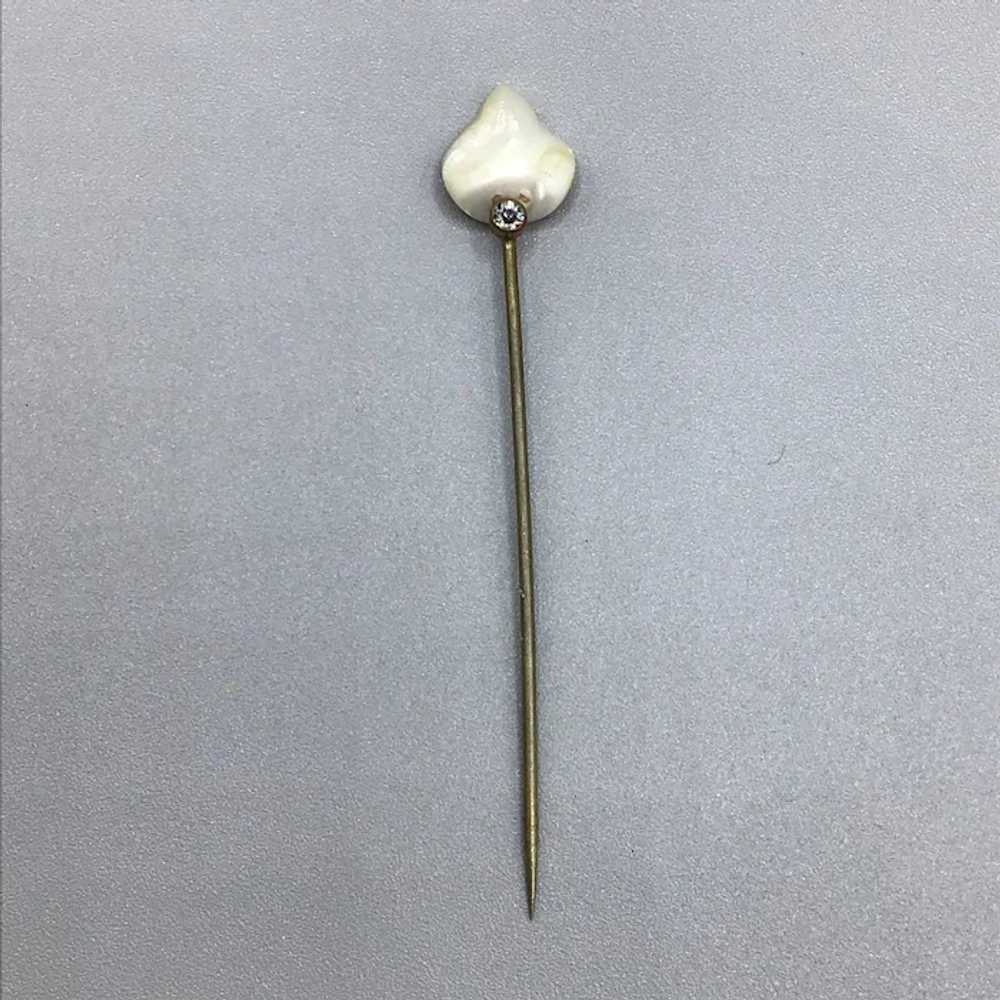 Antique Victorian Stick Pin Faux Pearl Paste Ston… - image 4