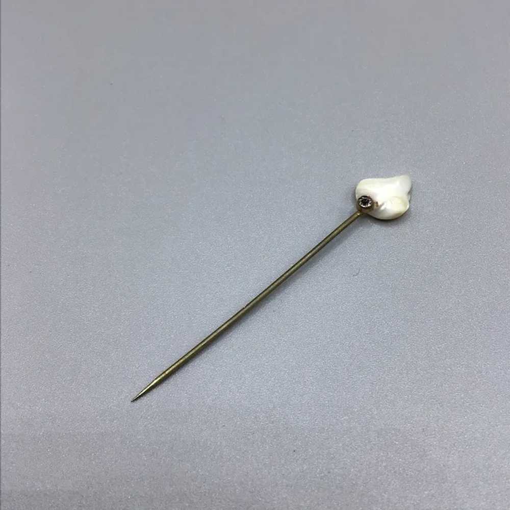 Antique Victorian Stick Pin Faux Pearl Paste Ston… - image 5