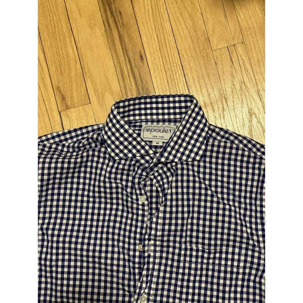 Epaulet Gingham blue white dress shirt - image 2