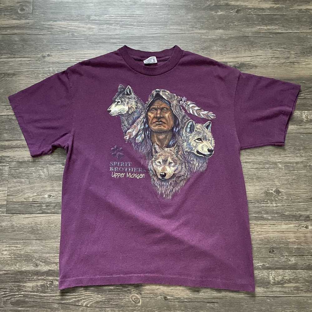 Vintage Vintage 1990s Native American Wolf Michig… - image 2