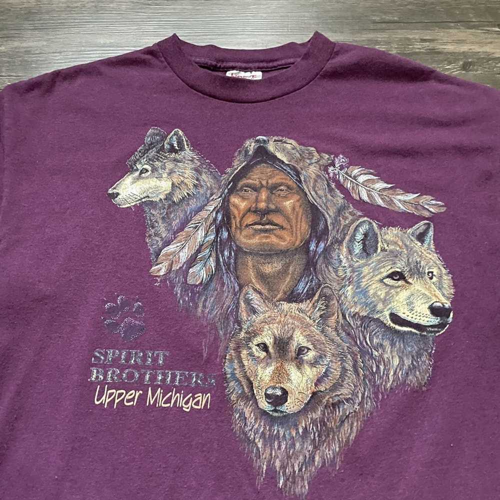 Vintage Vintage 1990s Native American Wolf Michig… - image 3