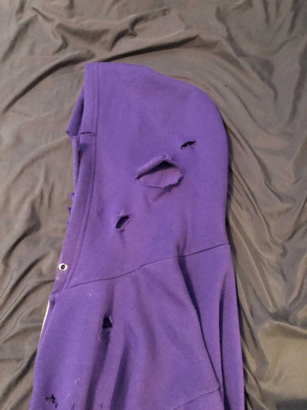 Handmade Hand distressed purple zip up hoodie - image 10