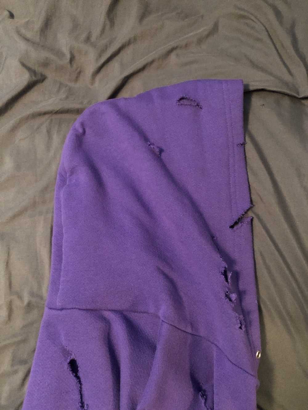 Handmade Hand distressed purple zip up hoodie - image 11