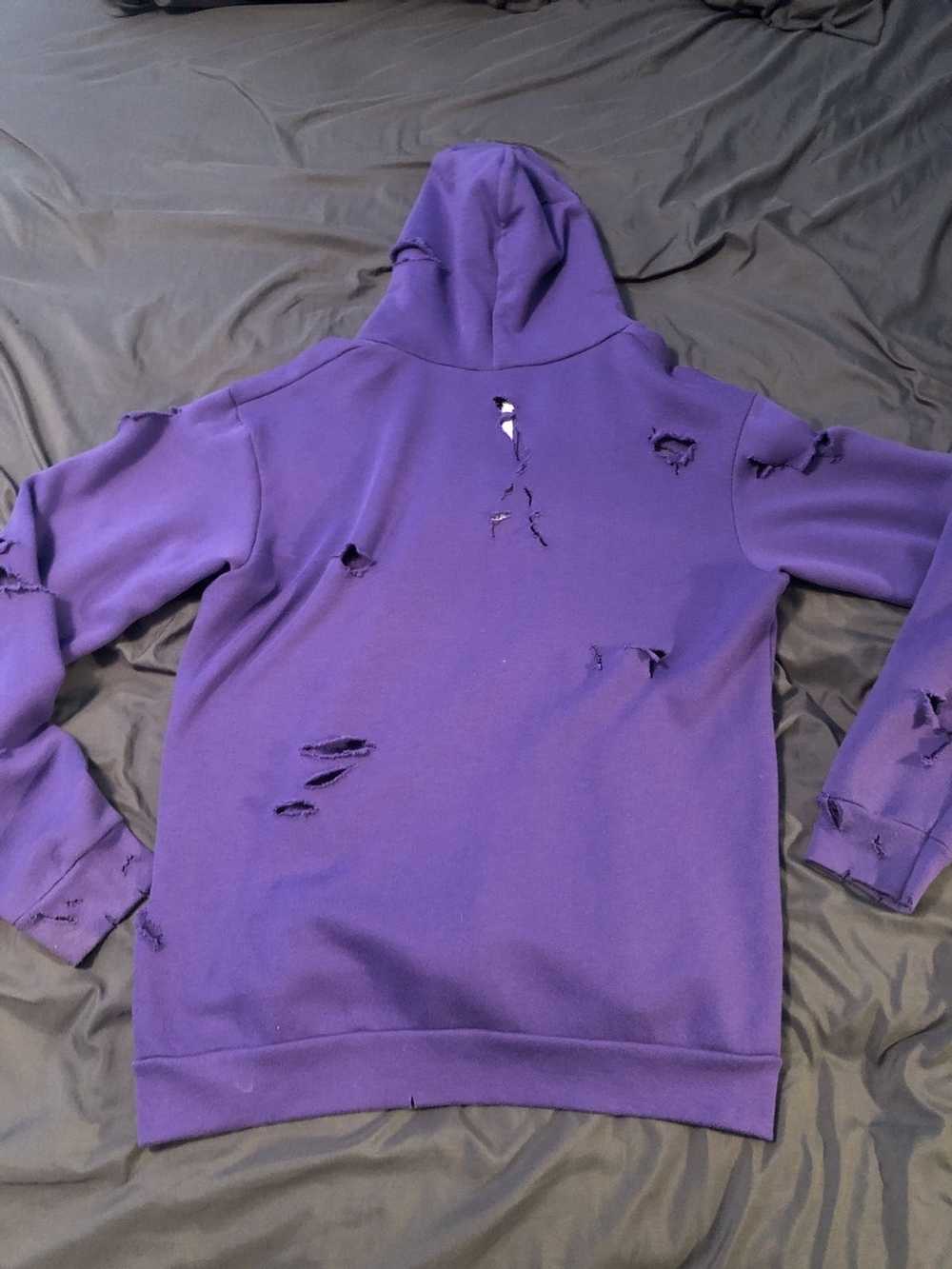 Handmade Hand distressed purple zip up hoodie - image 12