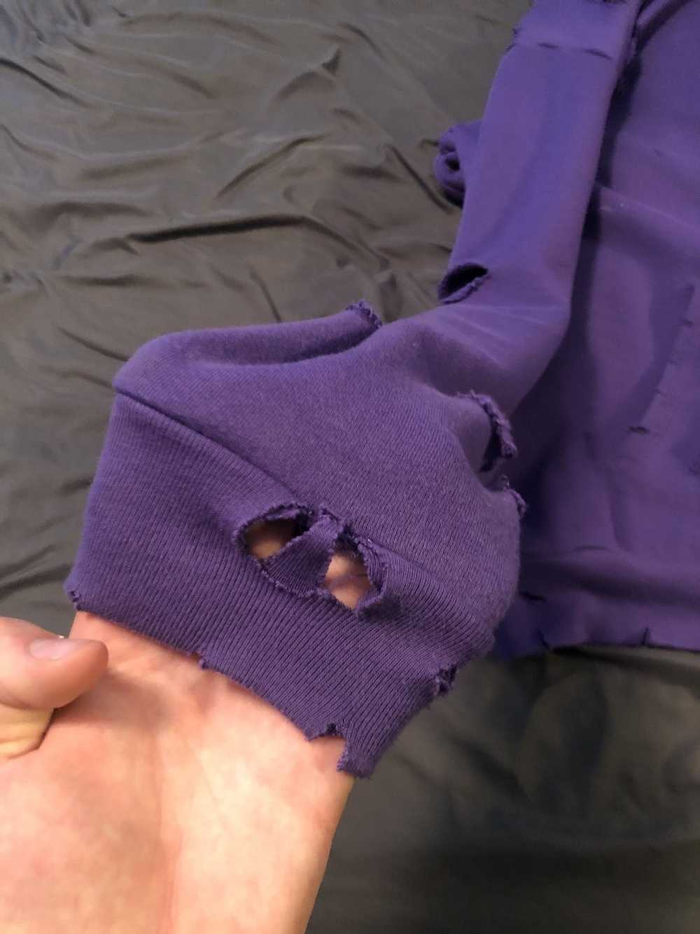 Handmade Hand distressed purple zip up hoodie - image 7