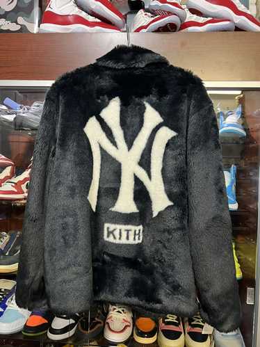 Kith for Major League Baseball New York Yankees Faux Fur Coaches Jacket Navy