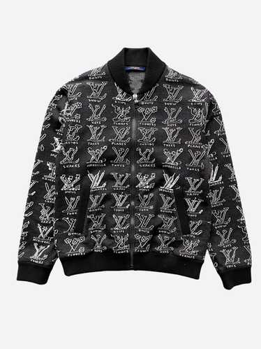 Louis Vuitton Uniform AUTH Black Texture Fabric UNIQUE Bomber LV STAGE  JACKET L