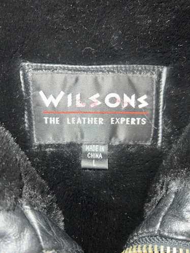 Wilsons Leather Black leather coat faux fur lined