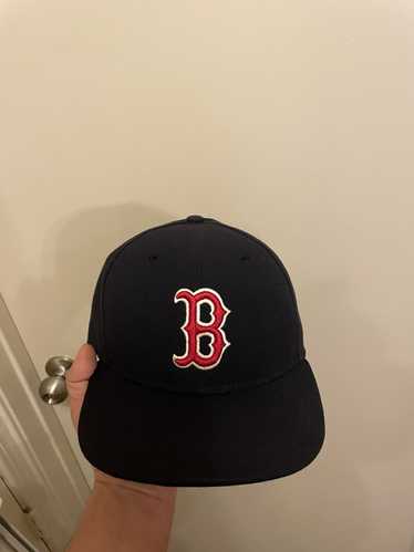 Boston Red Sox Cap Logo (1954) - Red B with white outline on navy blue,  worn on the Boston Red Sox home and road caps from 1…