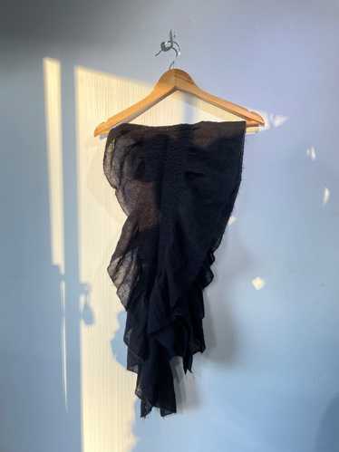 Black Cashmere Ruffle Scarf