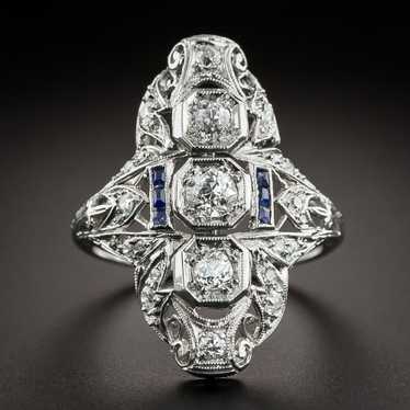 Art Deco Three-Stone Diamond Dinner Ring - image 1