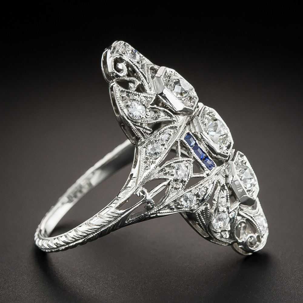 Art Deco Three-Stone Diamond Dinner Ring - image 2