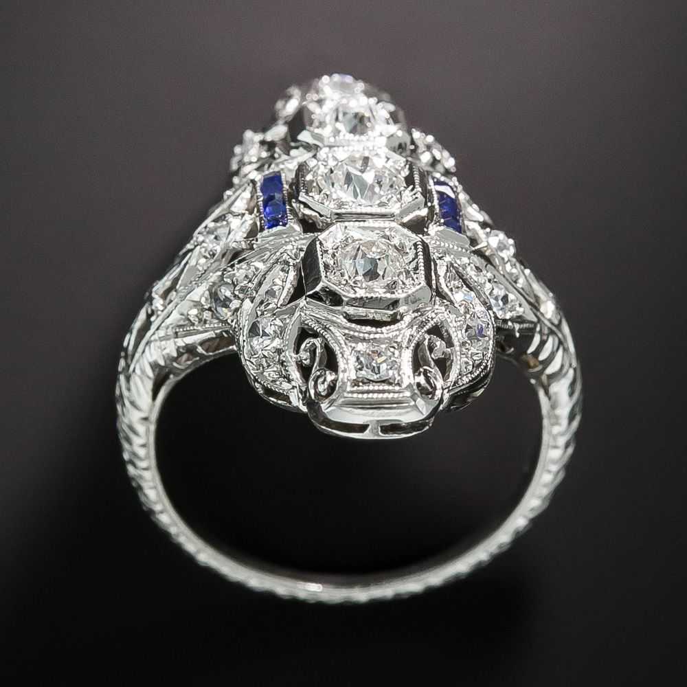 Art Deco Three-Stone Diamond Dinner Ring - image 3