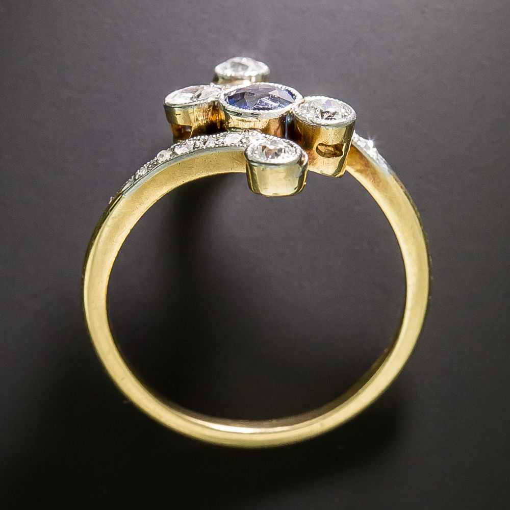 Edwardian Sapphire and Diamond Ring - image 3