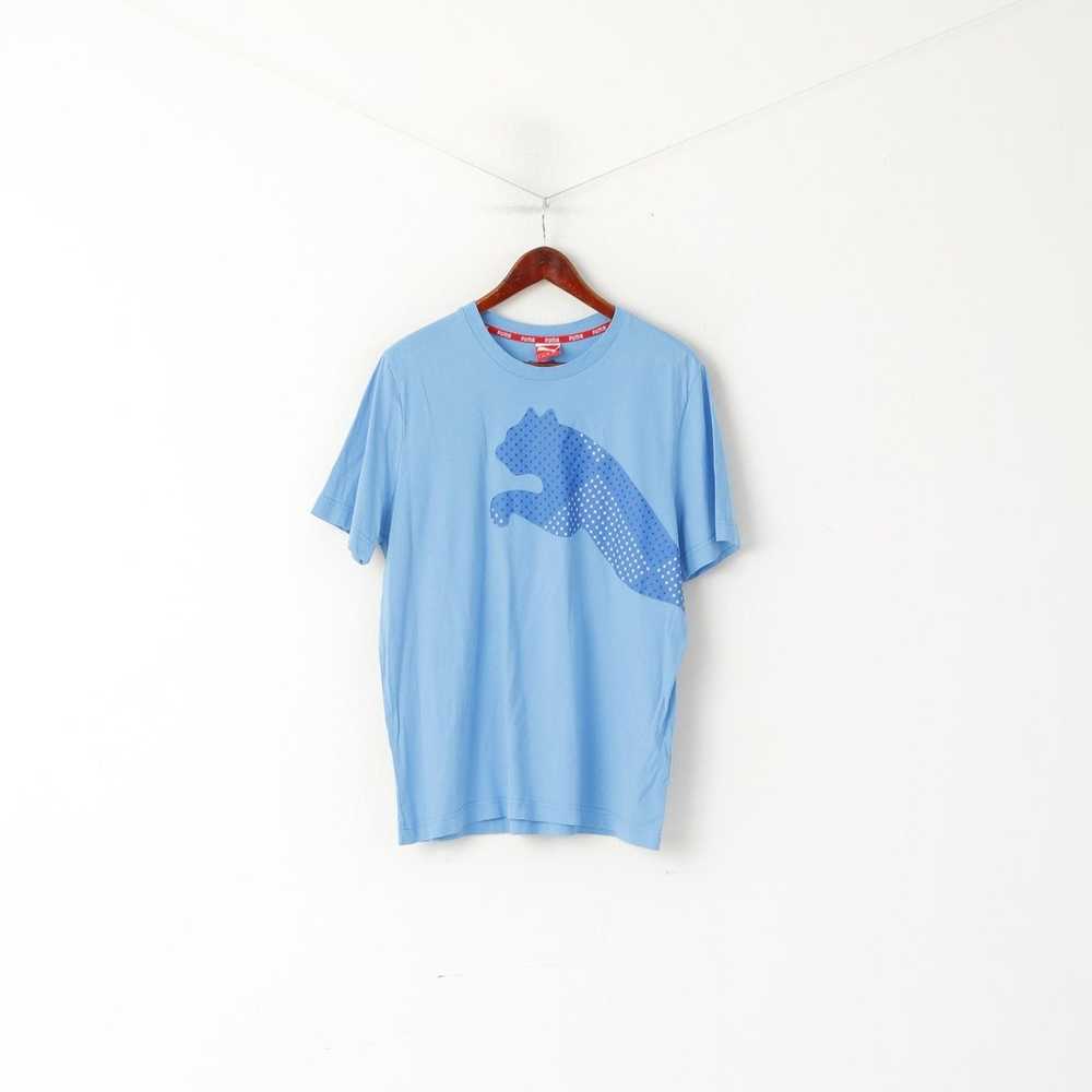 Puma Puma Men L Shirt Blue Cotton Graphic Logo To… - image 1