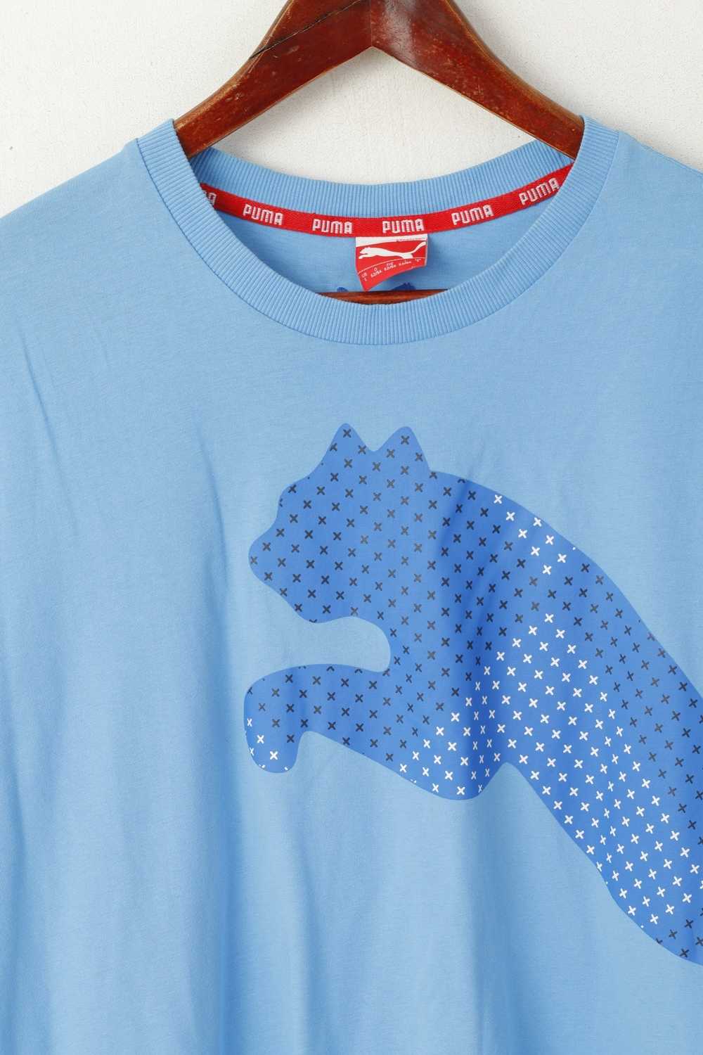 Puma Puma Men L Shirt Blue Cotton Graphic Logo To… - image 2